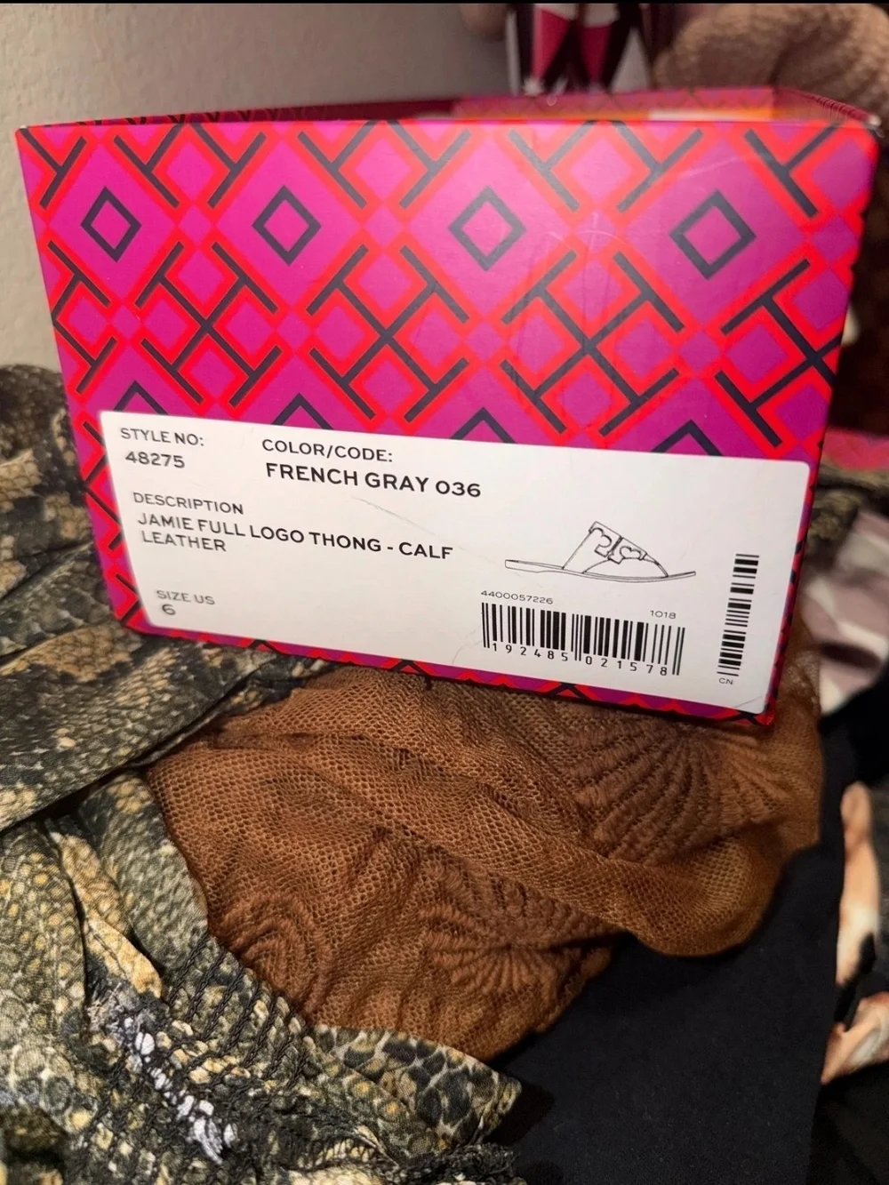 Tory Burch Beige Leather Toe-Loop Slide Sandal US6